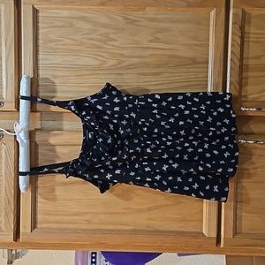 Black Butterfly Print Ruffle Babydoll top, torrid size 1